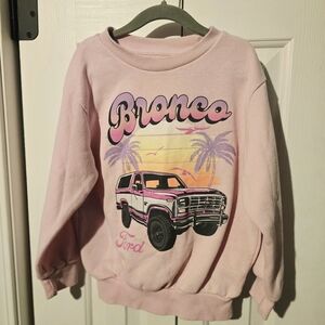 Girl's Ford Bronco Crewneck Sweatshirt With Vibrant Beach Scene